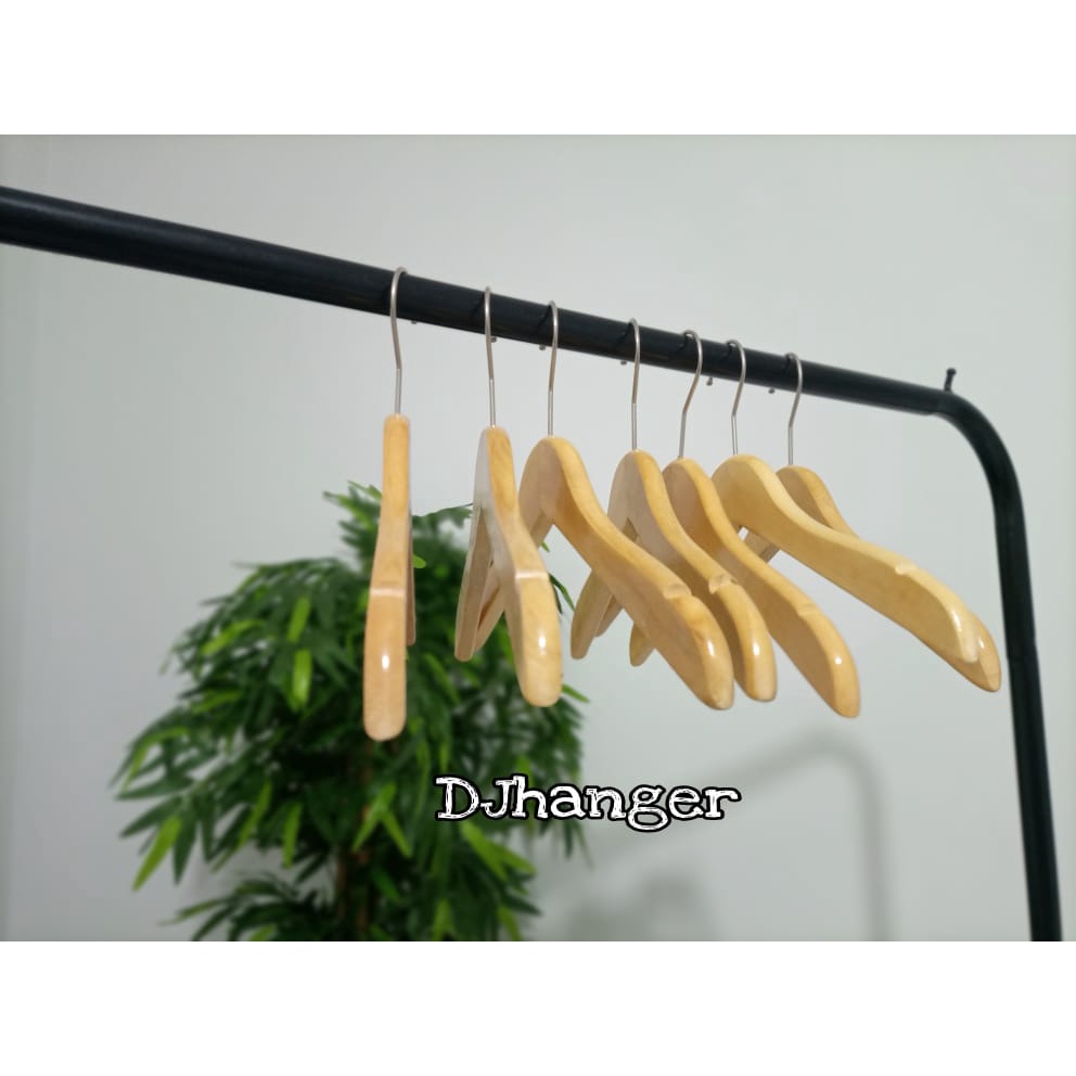 Hanger Kayu Anak (wood) warna natural/coklat gantungan baju - Natural 6PCS