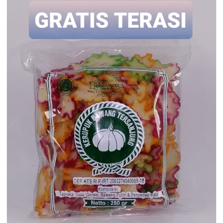 

KERUPUK BAWANG PUTIH 250 gram ENAK GRATIS TERASI KHAS CIREBON