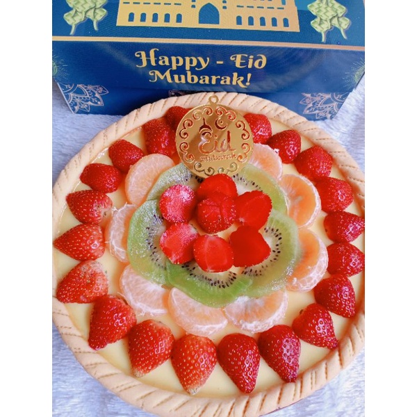 

Hampers idul Fitri Tart susu buah lebaran + box + card + spunbond