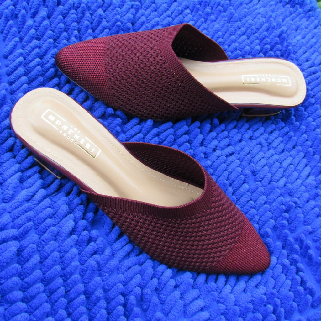 SANDAL MULES HAK WANITA SLOP RAJUT-DA01