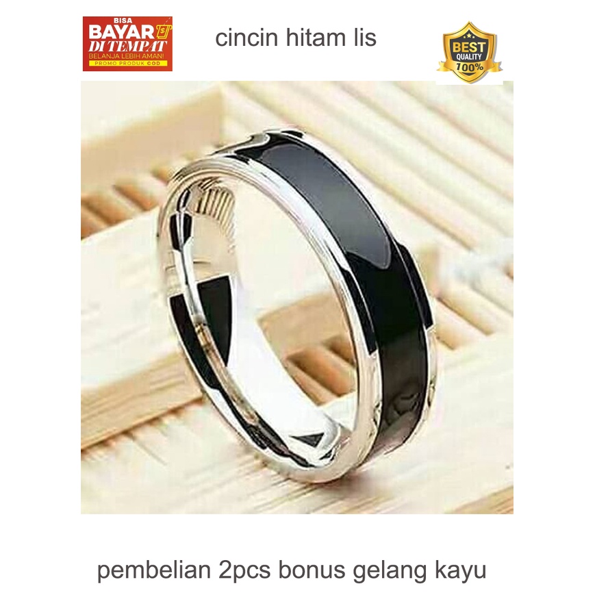 COD KK!!! CINCIN Kawin HITAM SILVER Dapat 2 pcs Dan Free Box Cincin Model Love Berlapis Emas