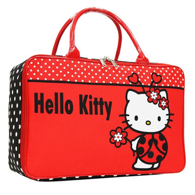 Tas Travel Bag Kanvas Hello  Kitty  Merah  Kumbang tas 