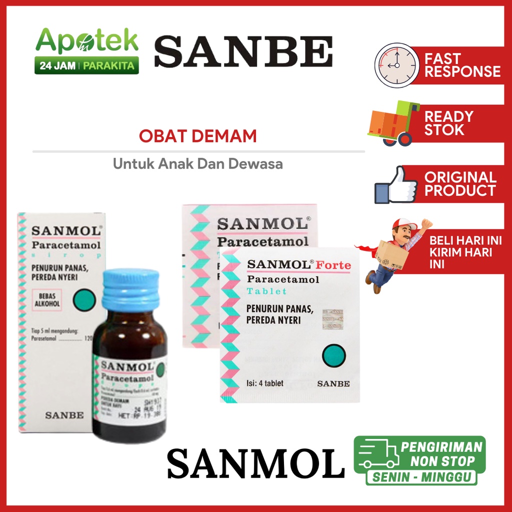 Sanmol Sirup Tablet Demam Untuk Dewasa dan Anak Mulai 0 Tahun