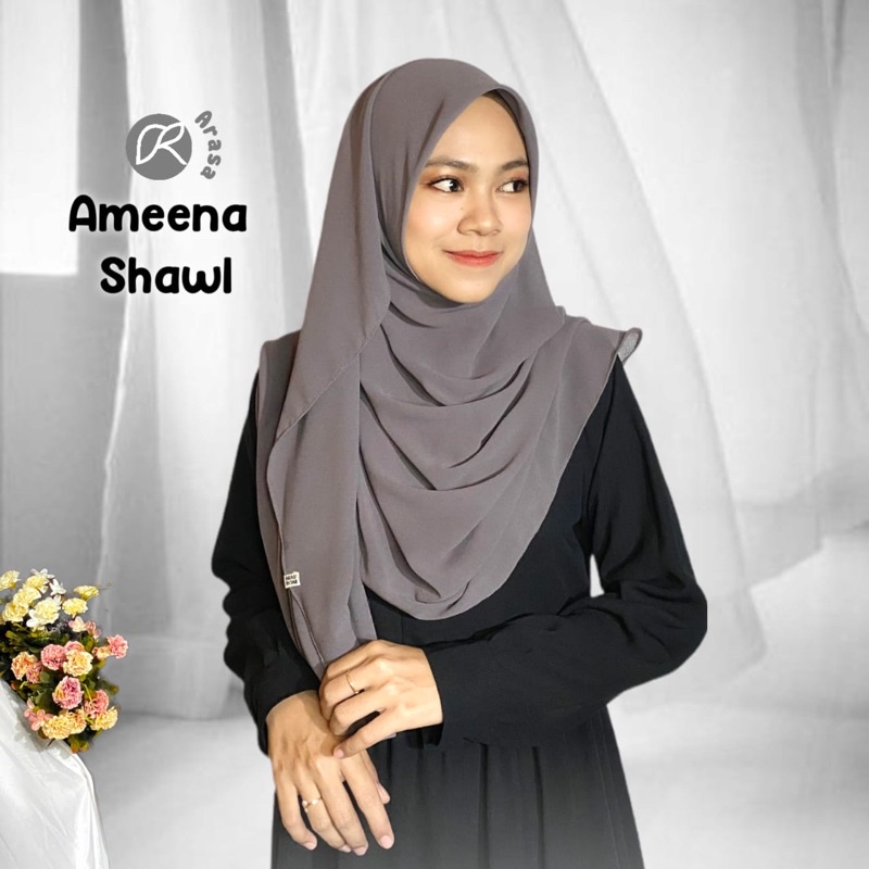 Arasa Hijab -AMEENA SHAWL Ceruty babydoll | Hijab Malaysia Syari | Hijab pengantin | Kondangan