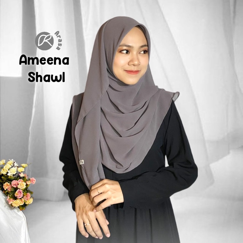 Ameena Shawl by Arasa Hijab • Ceruty babydoll • Hijab Malaysia Syari Jumbo Menunup Dada • Hijab pengantin • Hijab Kondangan • Lips Shawl • Pizza Scarf