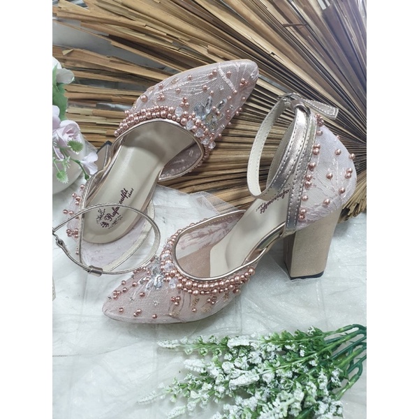 sepatu zaneta rosegold tinggi 9cm tahu