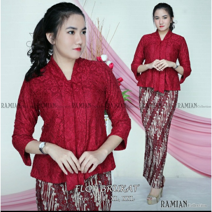 Set Kebaya Rok floy BROKAT lengan 7 / 8