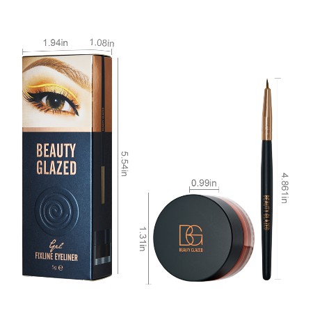 (READY &amp; ORI) Beauty Glazed Waterproof Fix Line Pomade Gel Eyeliner With Brush - Black B23 B 23