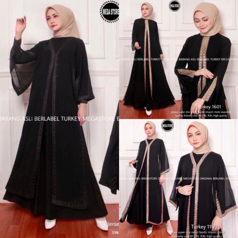 ABAYA TURKEY 1199 1601 1602 GAMIS TURKI ARABIAN JERSEY BY MEGASTORE