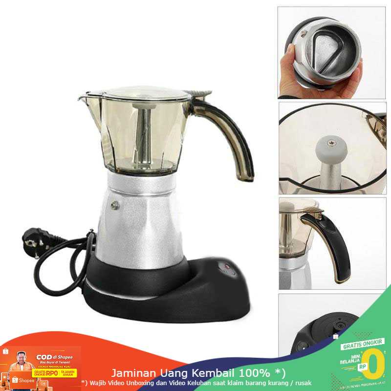 (BISA COD) RVOSTR Alloet Espresso Coffee Maker Moka Pot Teko 480W 150ml 3 Cups - MX002