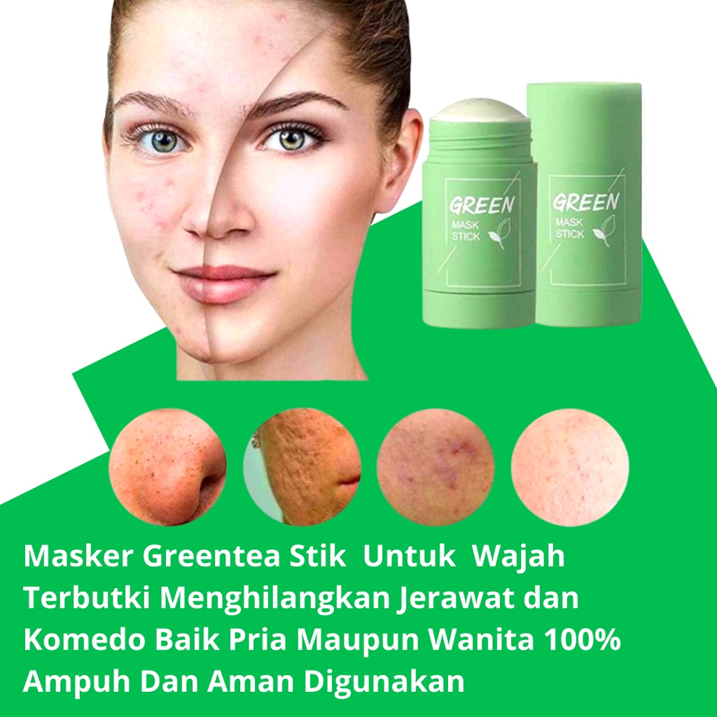 Green Tea Mask Stick Meidian Masker Wajah Penghilang Komedo Pori Pori Pria Dan Wanita Paling Ampuh 40 Gram 100% Original