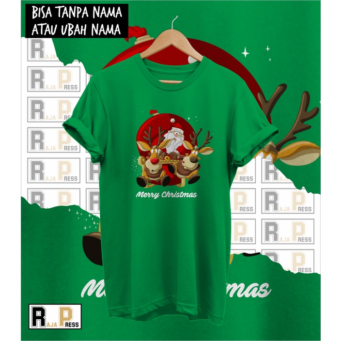 KAOS NATAL BAJU SANTA NAIK RUSA BULET NATAL MERRY CHRISTMAS KATUN COMBED 30S