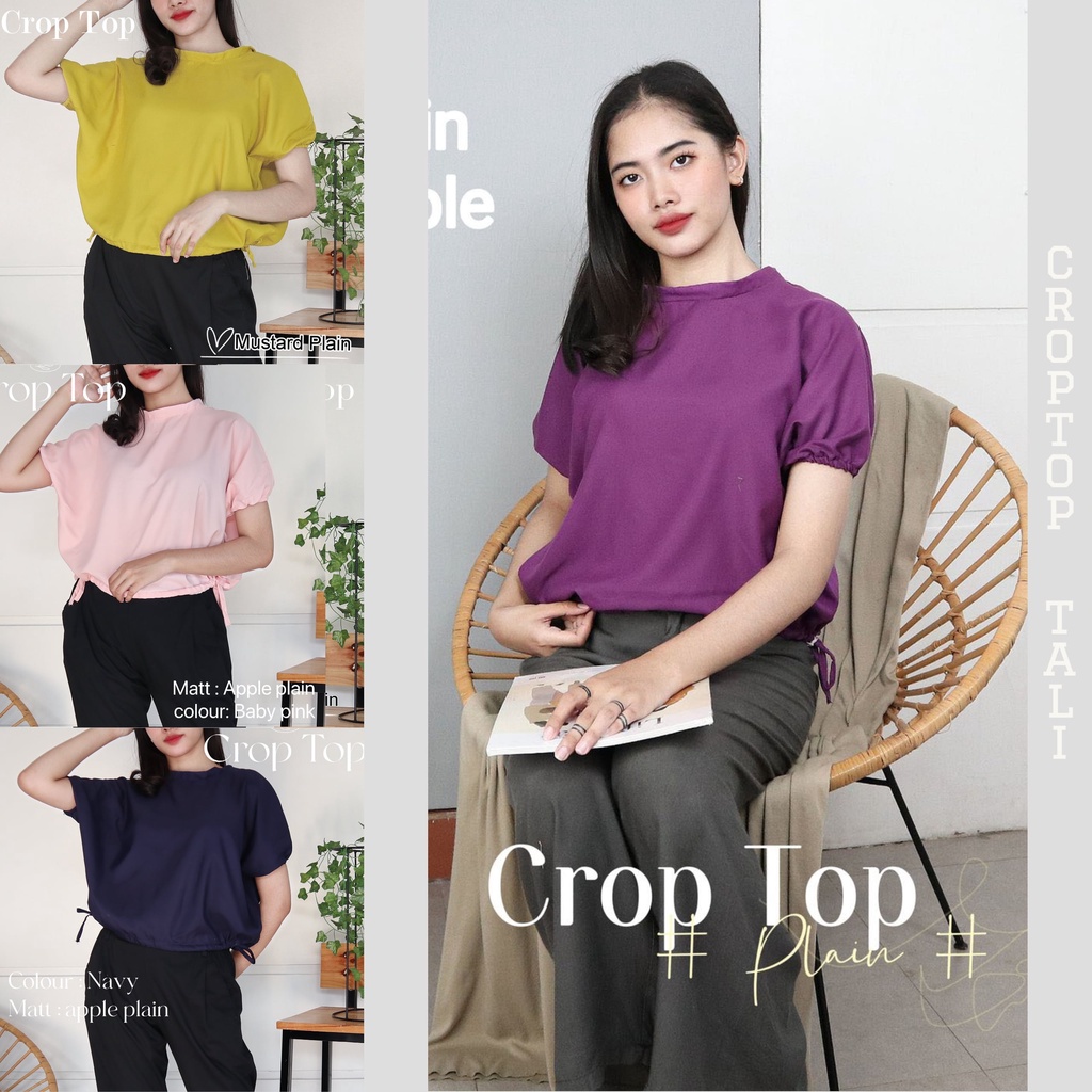 IZANY Atasan / Blouse Tali Crop Top allsize fit to L Plain Polos