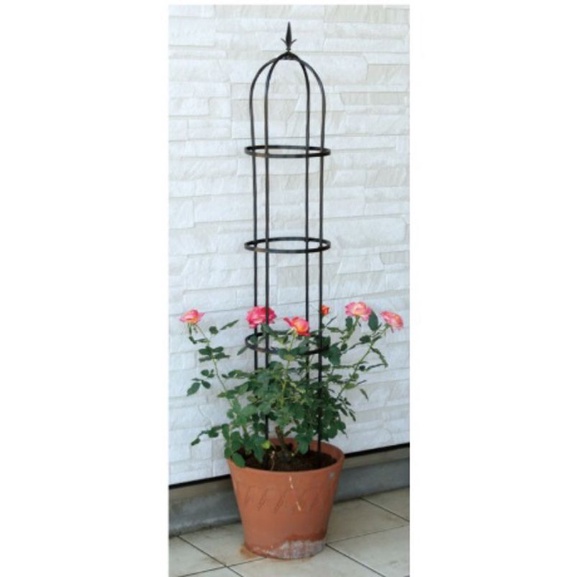 Penyangga Tanaman Merambat Round Obelisk 120 cm ada mahkota diatasnya
