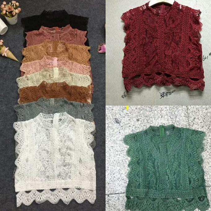 crop top wanita import/crop top brukat import/atasan wanita brukat