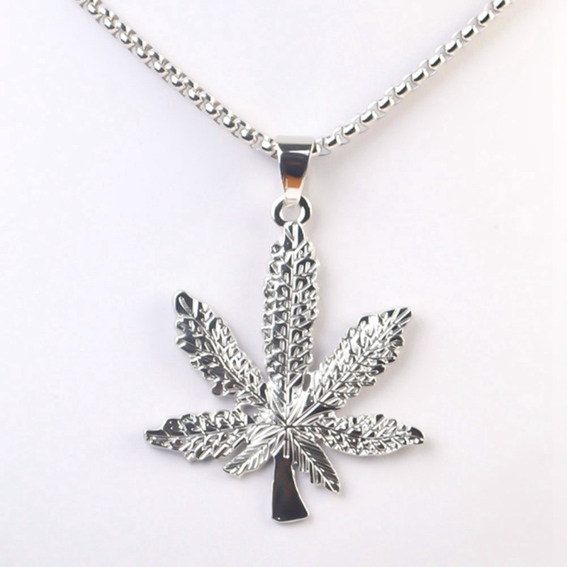 18K Gold Plated Necklace Weed Marijuana Leaf Pot Diamond Pendant Necklace