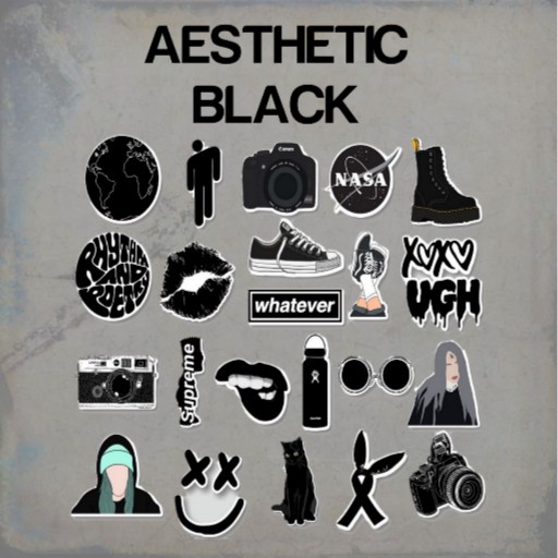 

STIKER AESTHETIC BLACK STIKER CASE HAPE BUJO LAPTOP HELM