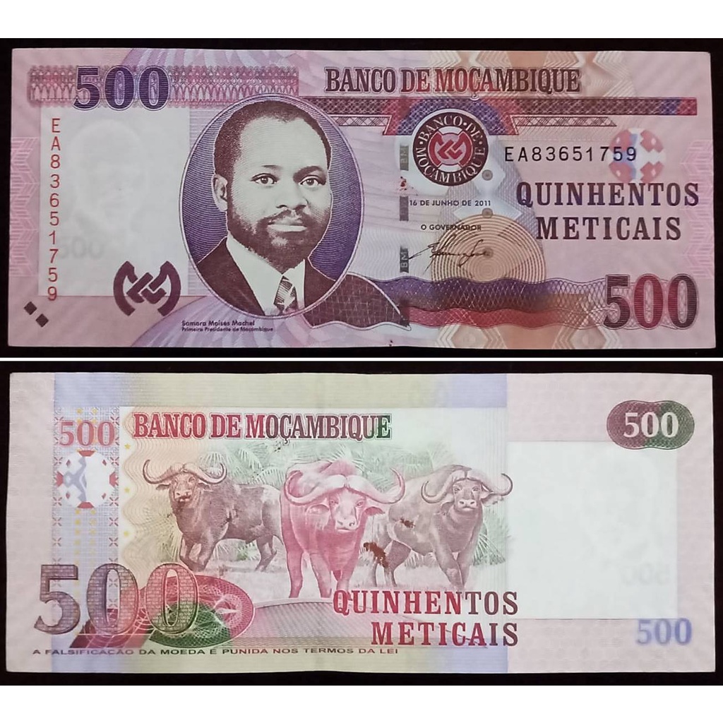 Uang Kuno Mocambique/ Mozambique/ Mozambik 500 Meticais Tahun 2011 AUNC