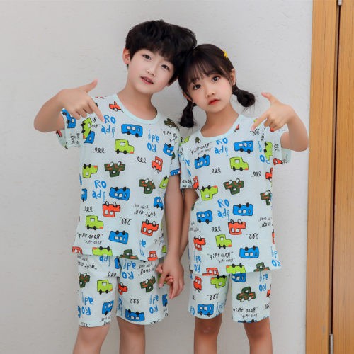 GI 09192 (SIZE 110-140) RISCE BAJU SET ANAK UNISEX IMPORT JAKARTA BATAM RUMAH PERGI SANTAI PJ