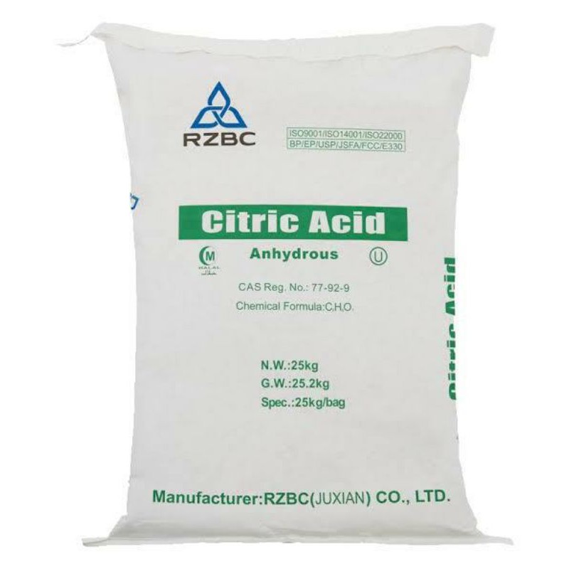 

Citrid acid anhydrous 1kg RZBC ex China RRC pengasam produk kering