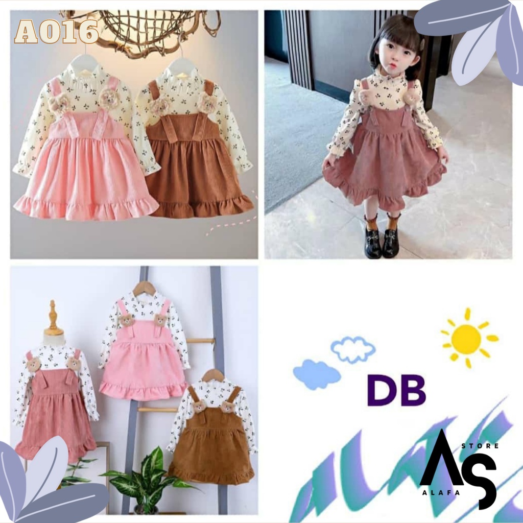 Dress Import anak perempuan Bear 1 - 4 Tahun A016