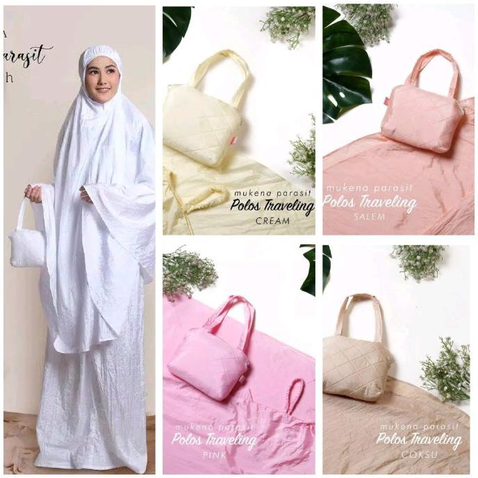 Ori&Terjamin Mukena Dewasa Parasut Polos Premium Traveling - Putih