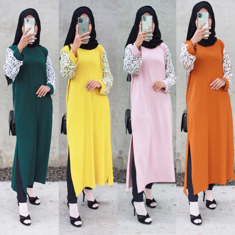 GTS TUNIK TUTUL KAOS IMPORT KATUN RAYON JUMBO XXL BUMIL ADEM MELAR POLOS BUNGA MUSLIMAH GROSIR