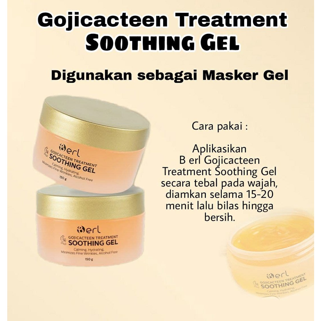 Soothing Gel Aloevera Gojiberry Masker Wajah Melembabkan Kulit Menenangkan Kulit Iritasi by B ERL