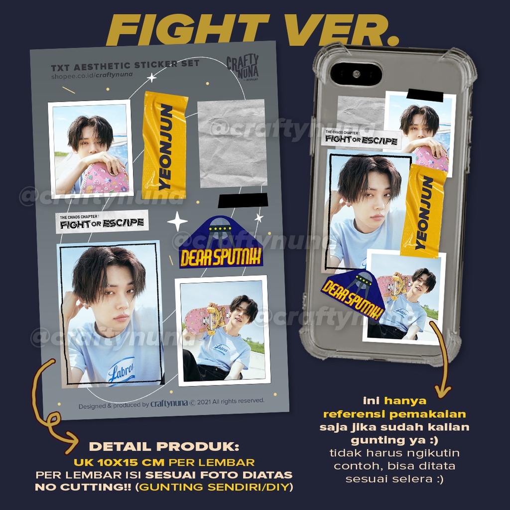 (TX-003) TXT The Chaos Chapter: Fight or Escape aesthetic sticker set DIY stiker case hp kpop estetik yeonjun