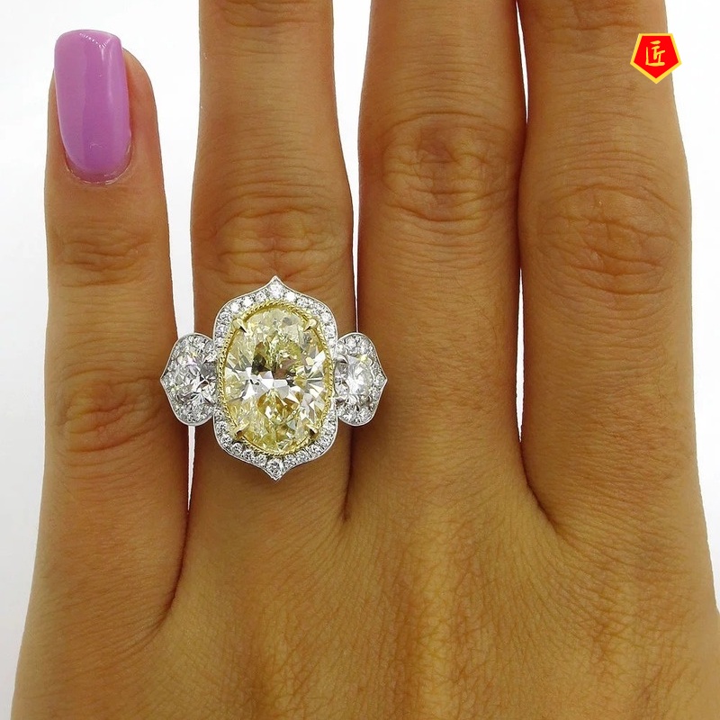 [Ready Stock]Yellow Diamond Ring Luxury Fashion