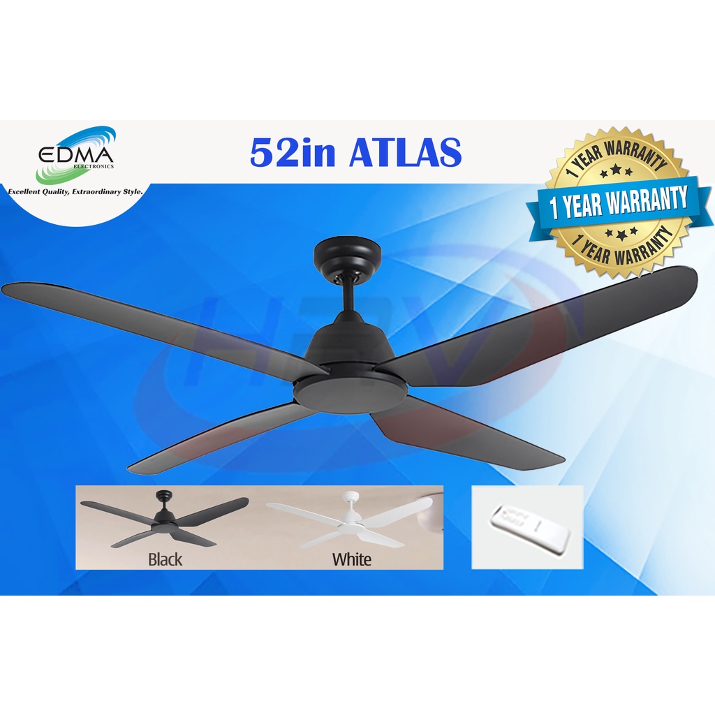 MT. EDMA 52in ATLAS Kipas Angin Gantung - Plafon (White,Black)