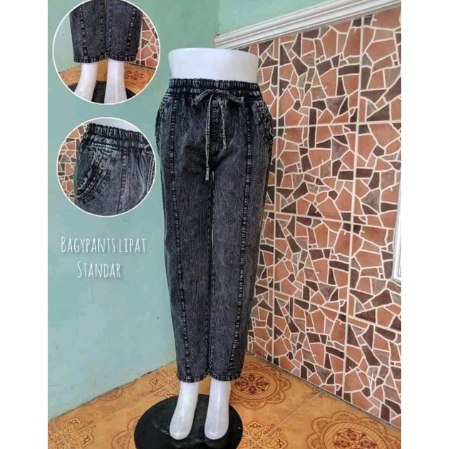 Celana Baggy Pants Wanita | Celana Baggy Terbaru | Celana Jeans Wanita | Bawahan Perempuan | Celana Denim Remaja - Dewasa-Snow Black