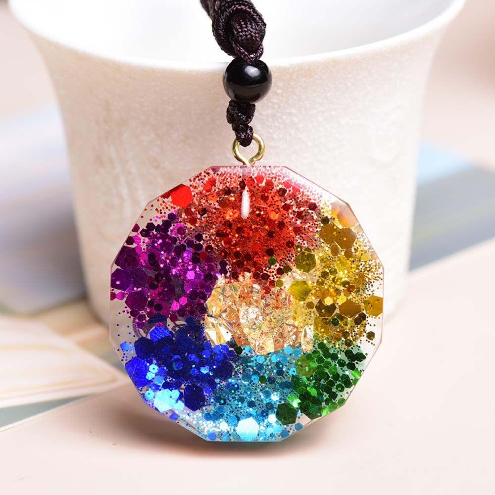 Needway 7chakara Orgonite Pendant DIY Sparkly Wanita Perhiasan Relaksasi Kalung Aksesoris Handmade Energey Kristal Charms