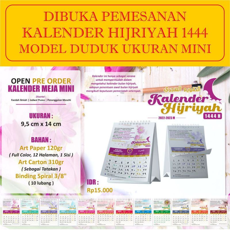 Kalender mini meja Hijriyah 1444 H
