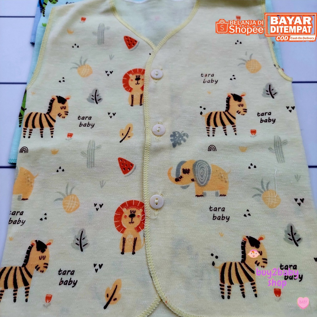 Baju bayi model kutung katun full print color dan putih TARA 0-3 Bulan 3 PCS