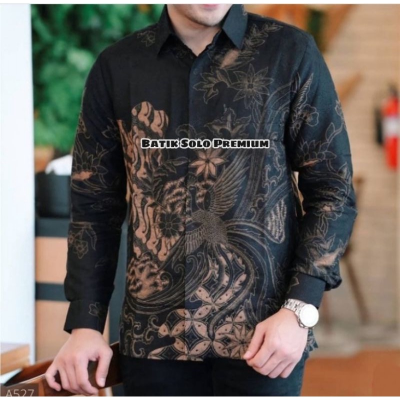 KEMEJA BATIK PREMIUM LENGAN PANJANG PENDEK WARNA HITAM BAHAN KATUN HALUS LAPIS FURING PREMIUM