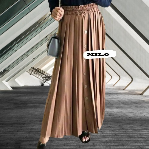 Rok Rempel Kancing Depan Moscrepe Premium/Rok  muslimah lebaran/Rok Terlaris part 1