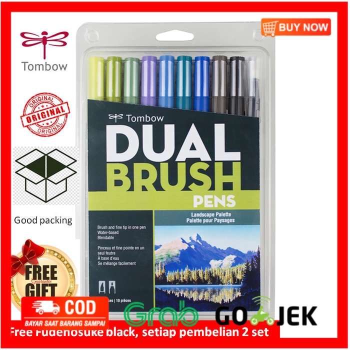 

(BISA COD) Tombow Dual Brush Pen ABT, Landscape Palette, set 10 colors