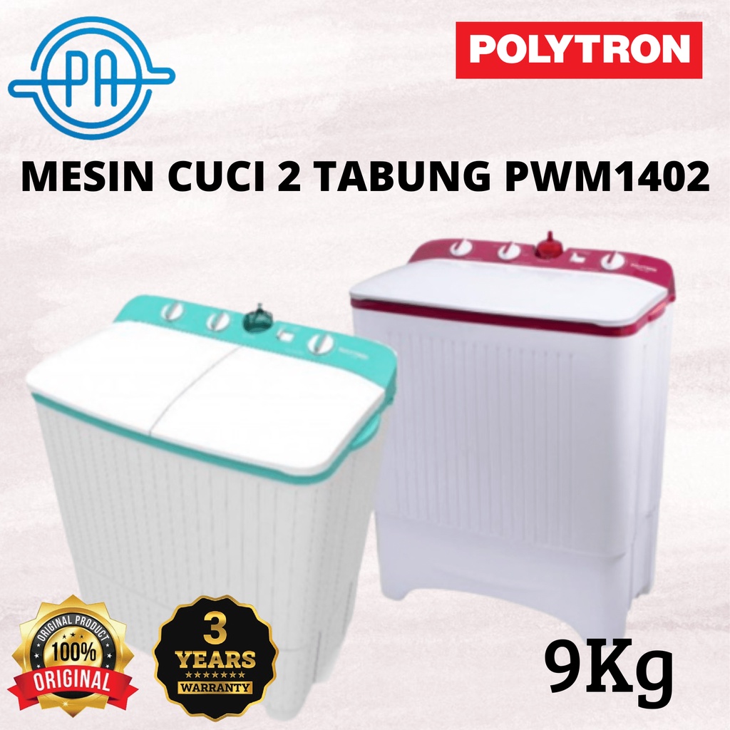 MESIN CUCI 2 TABUNG POLYTRON PWM-952 / PWM952 9kg