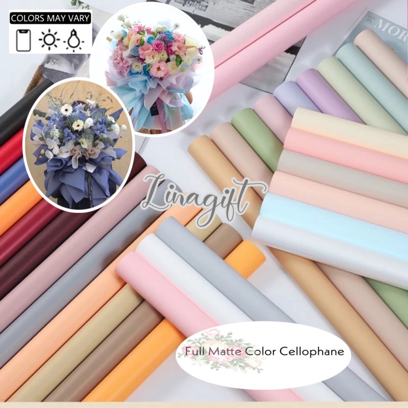 ( 5 Lembar ) FULL MATTE COLOR - FLOWER WRAPPING PAPER MATTE GOLD SOLID COLOR PLASTIC CELLOPHANE - KERTAS BUNGA BUKET FLORIST