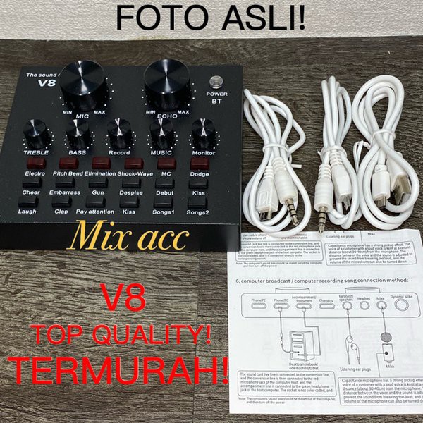 Sound card V8 Mixer SoundCard V8 MIXER Audio USB External Soundcard