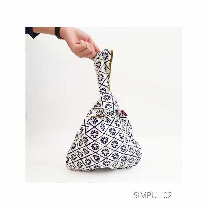 Knot Bag Japanese Style Indhe Batik Cap Kombinasi Linen Lime 02