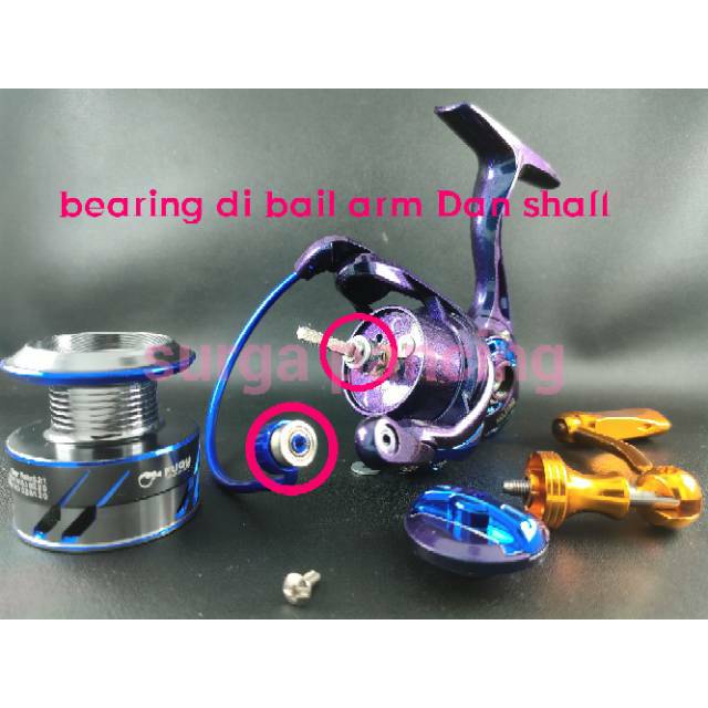 Reel Fugu new NIDJI terbaru power handle bunglon bearing di shaft Dan bail arm 1000, 2000 terbaru