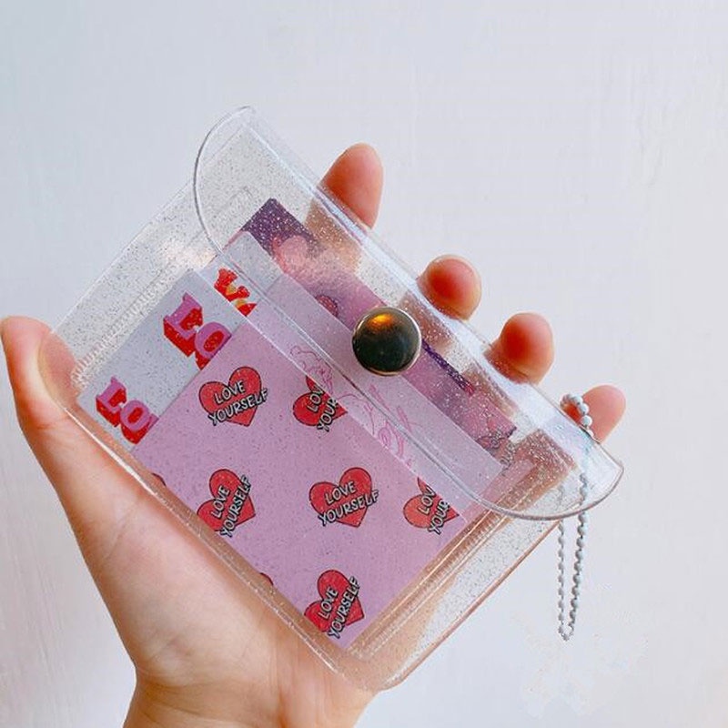 COD❤Tas Kartu Mini Transparan Fashion Wanita Nyaman dengan Tas Gesper A one