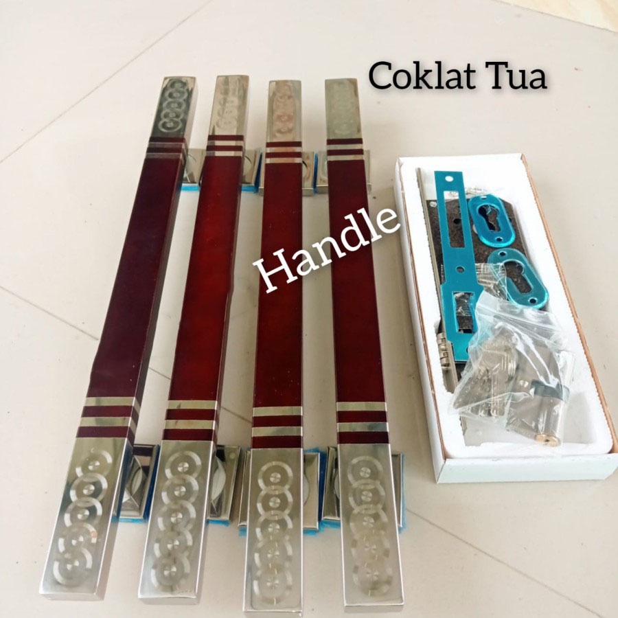 Handle Pintu Rumah Minimalis Murah 60cm & 1set Kunci Rumah Mewah
