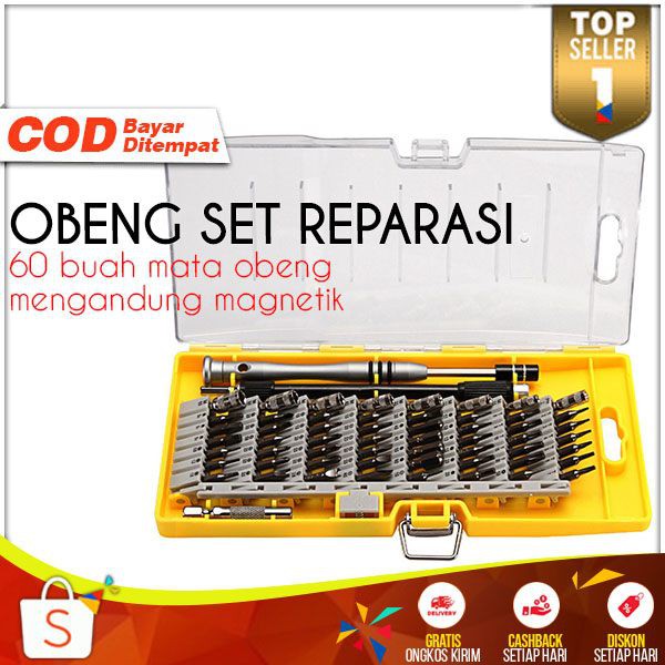 Obeng Set Reparasi 60 in 1 PD03 Screwdriver Lengkap Serbaguna Obeng HP Gadget Komplit Multifungsi