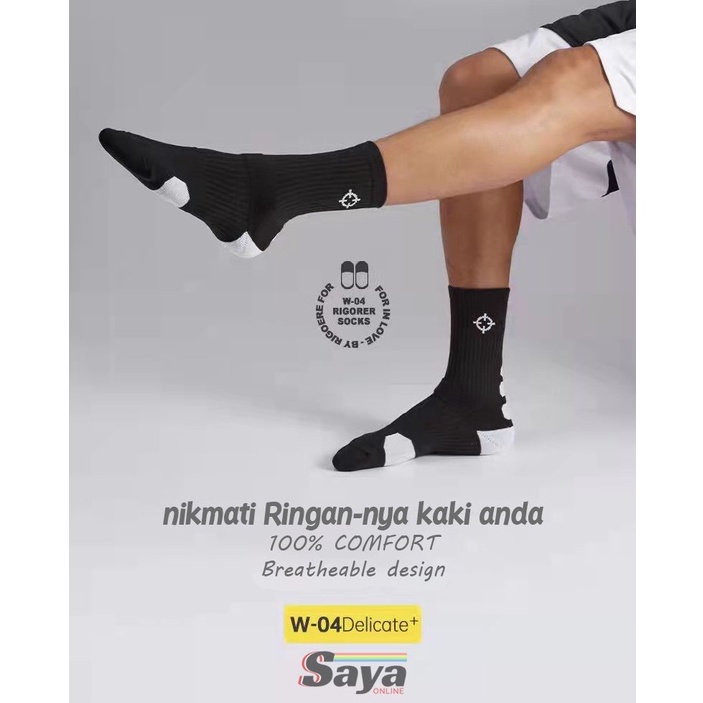 RIGORER Kaos kaki olahraga, basket, badminton, running (tebal) HITAM PUTIH MERAH