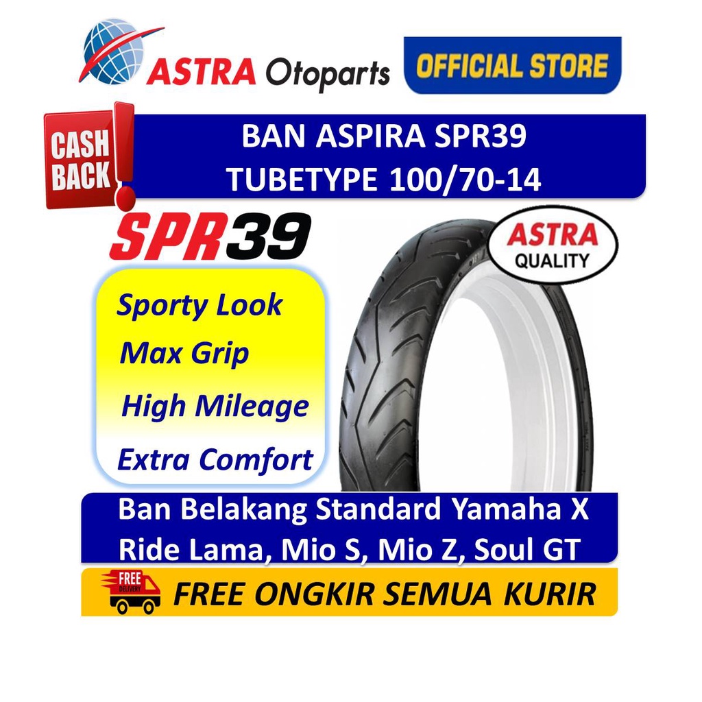 Ban Aspira SPR 39 Tube Type 100/70-14 Untuk Ban Belakang Standard Yamaha X Ride Lama, Mio S, Mio Z, 