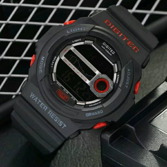 Jam Tangan Pria Digitec DG 2042T Digital Hitam Merah Original Anti Air Bisa COD