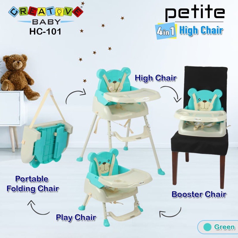 Makassar - High Chair Creative Petite HC-101 4in1 Kursi Makan Bayi Balita Booster Seat